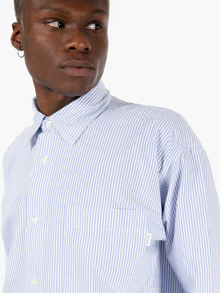 AMISH - Camicia oxford stripes white / blue