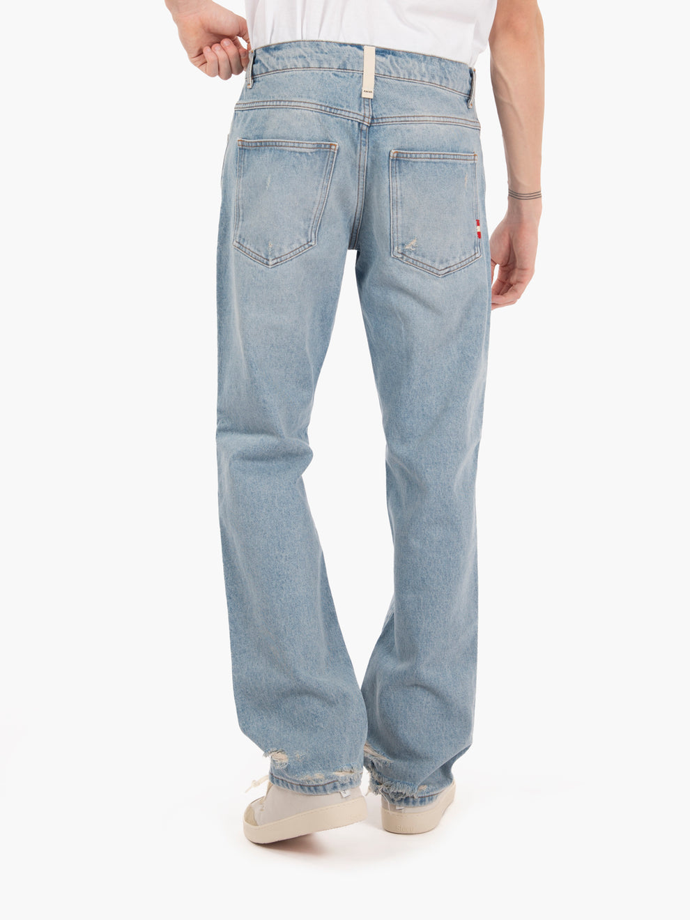 Real worn light denim jeans