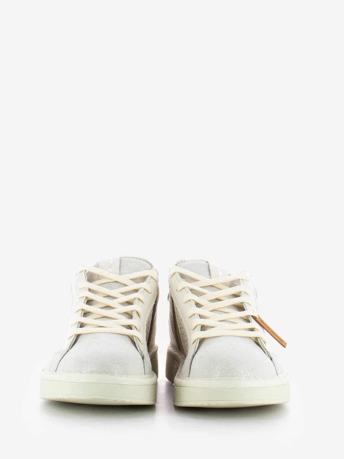 P01 lace-up leather lurex ivory / silver