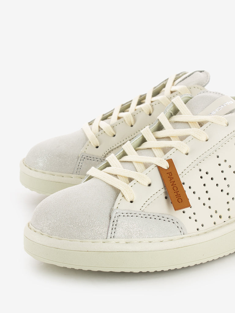 PANCHIC - P01 lace-up leather lurex ivory / silver