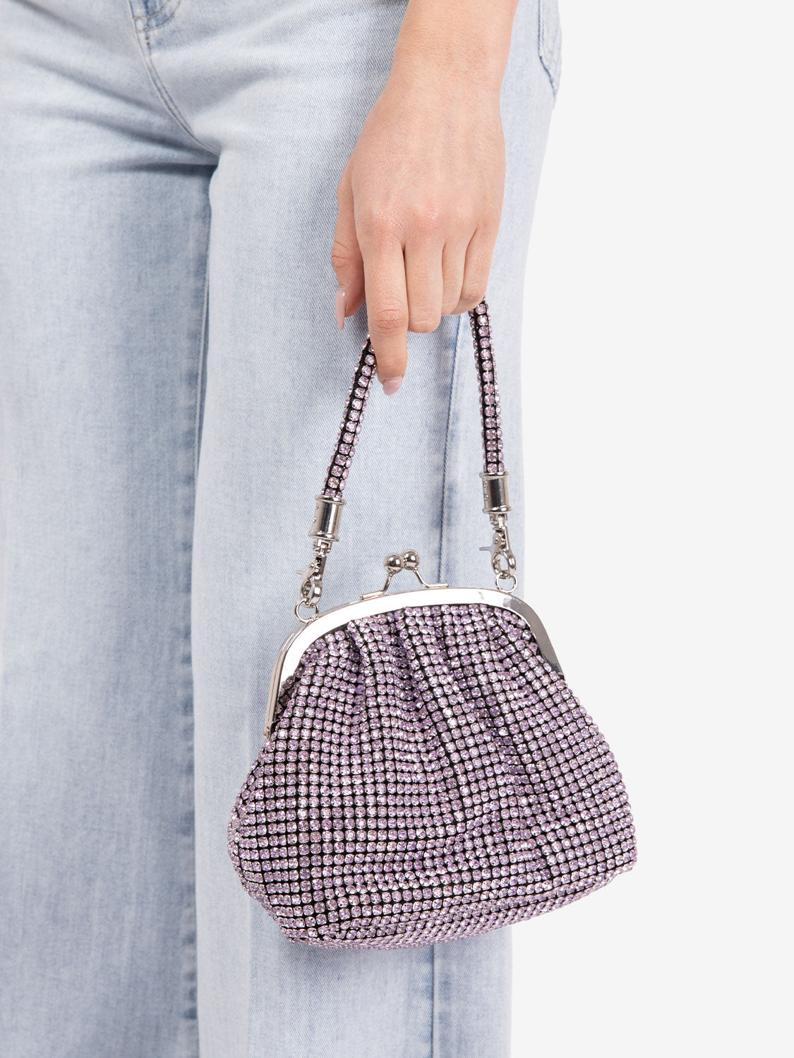 Amethyst light crystal rhinestone handbag