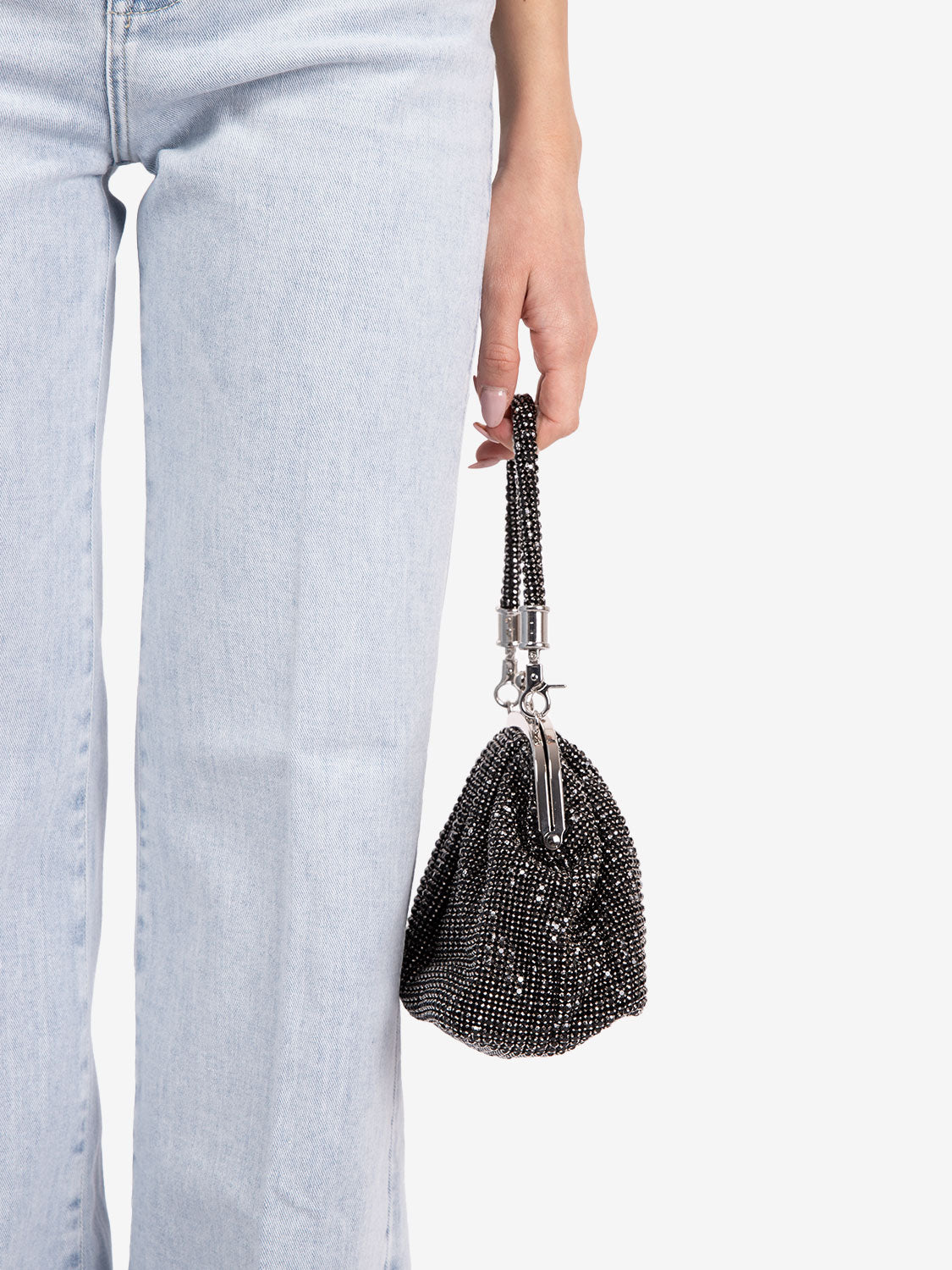 Black crystal rhinestone purse