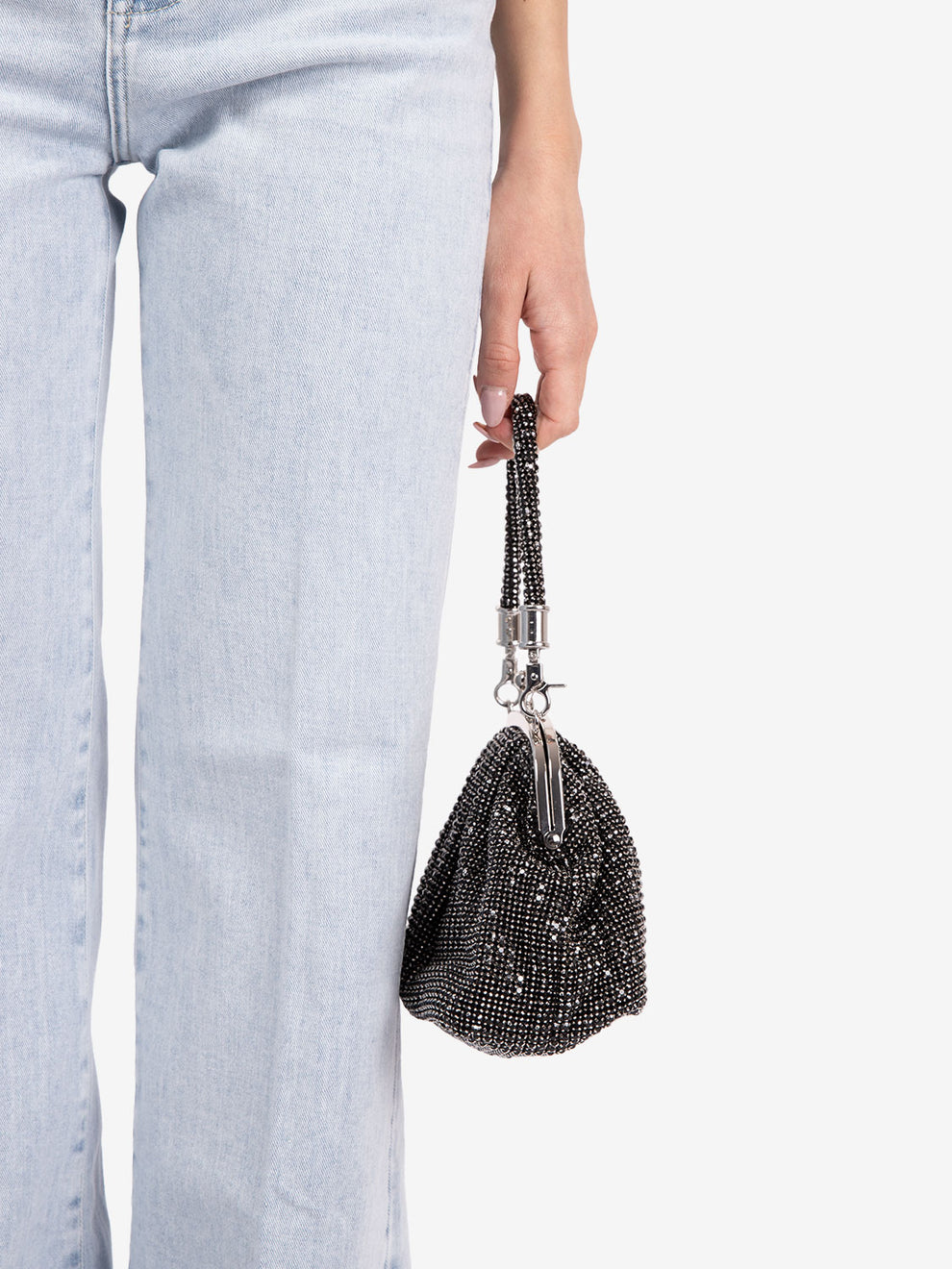 Black crystal rhinestone purse