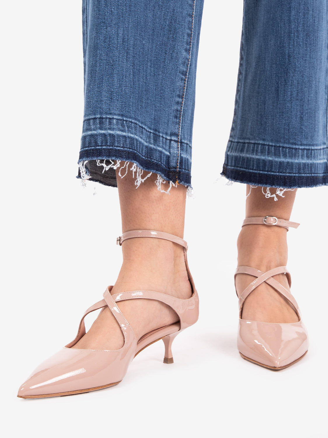 Chanel patent leather with beige cross