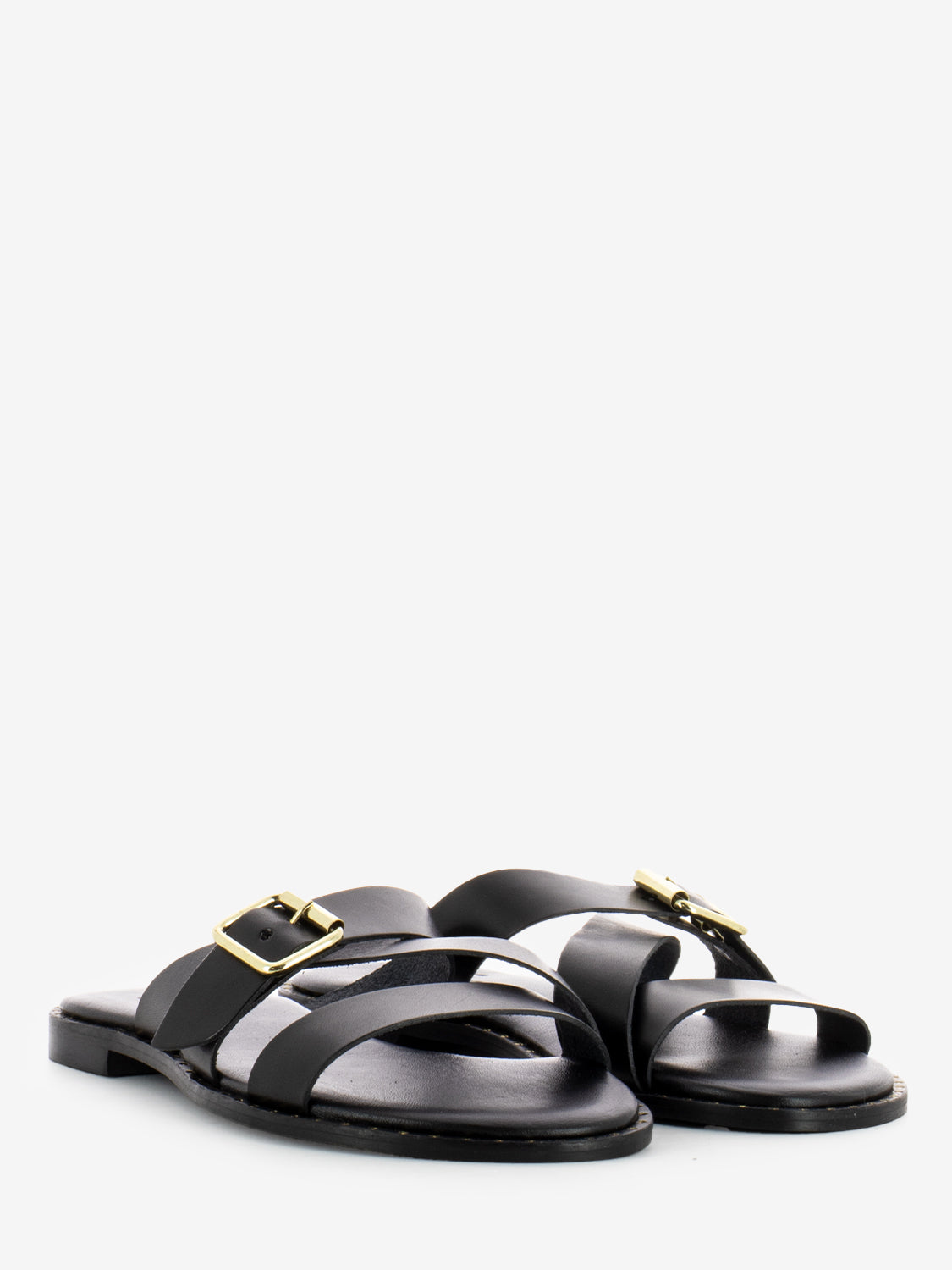 Ciabatta con fibbie nero