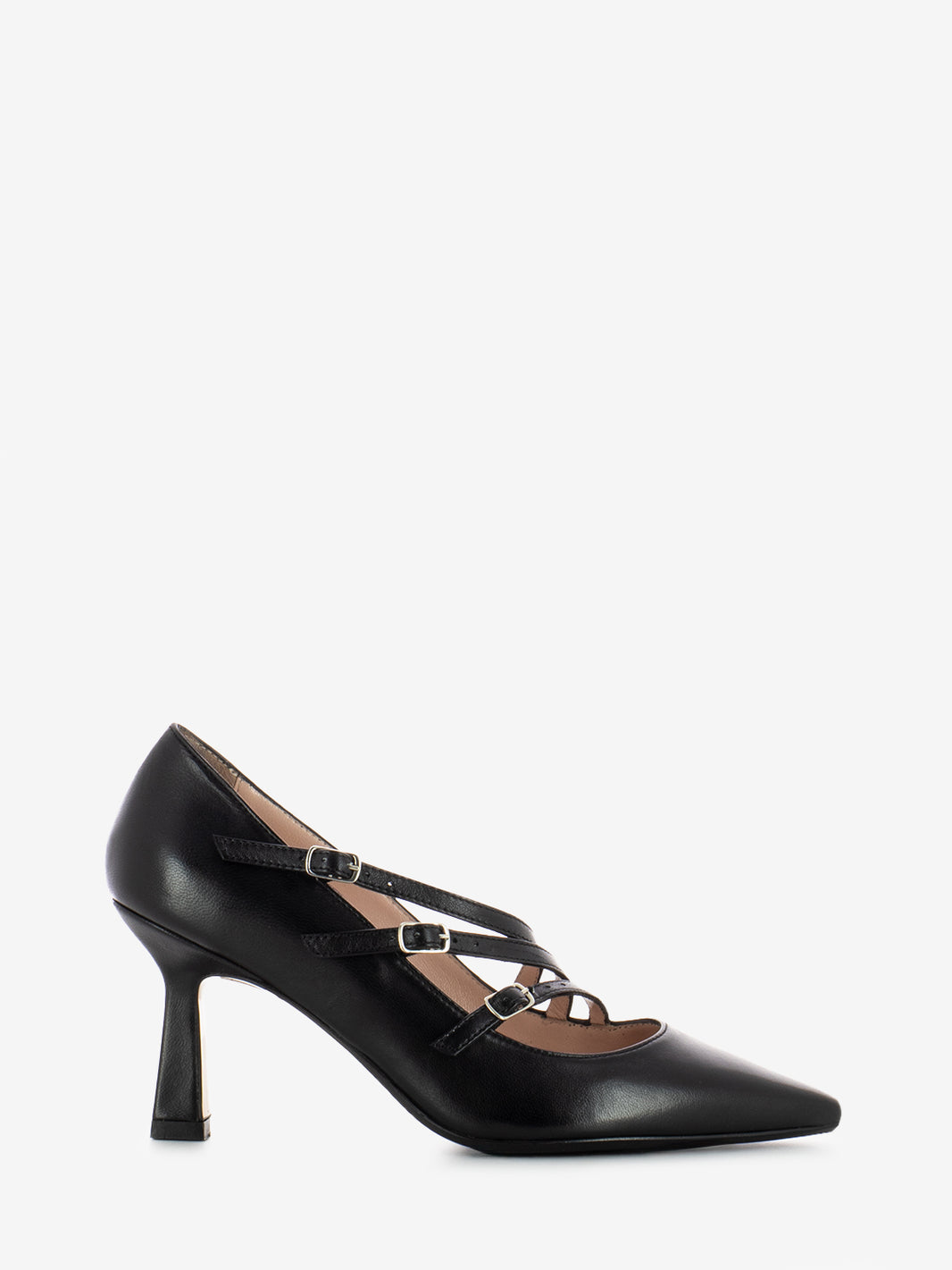 Décolleté in nappa with black straps