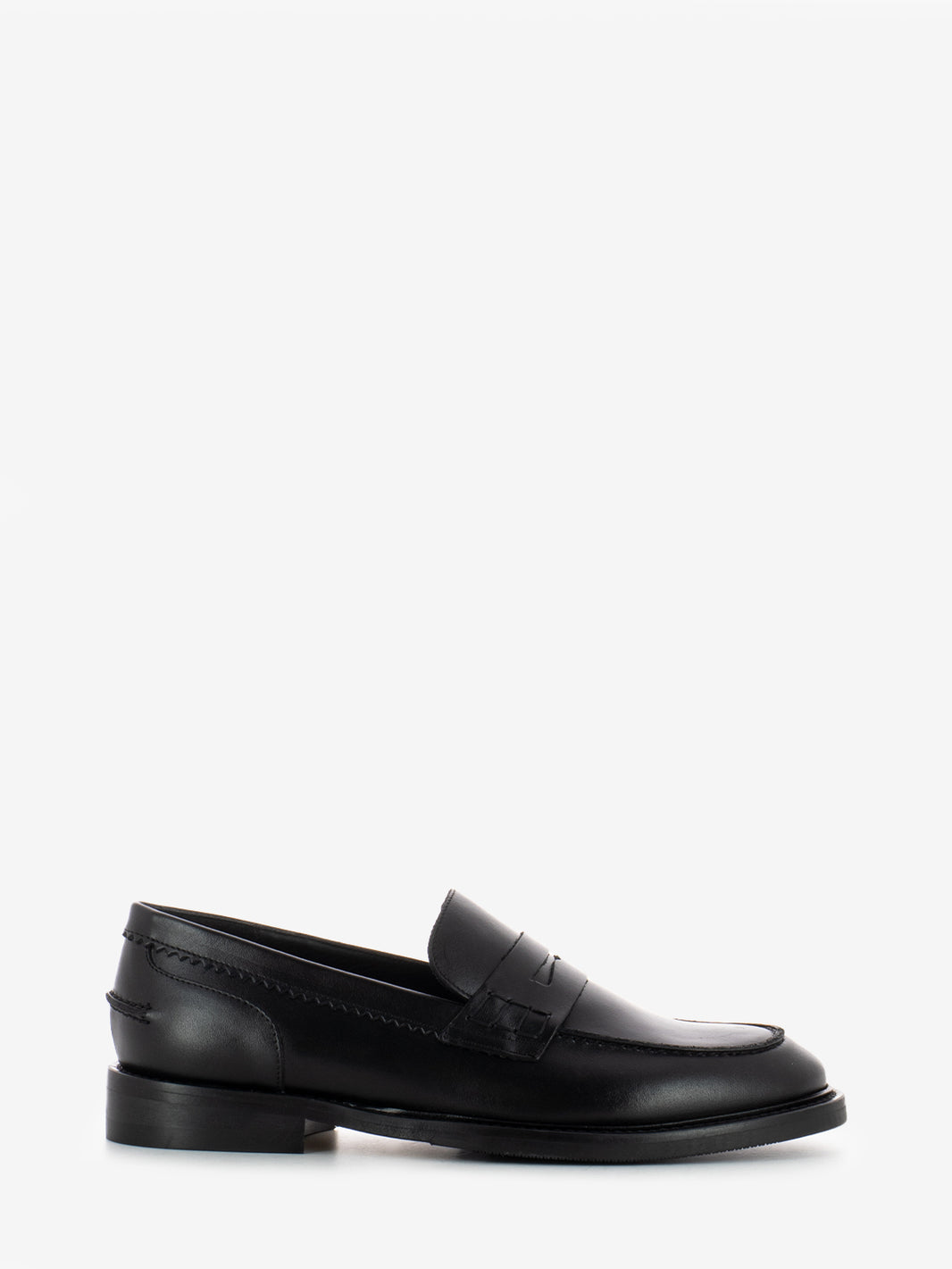 Black soft leather moccasins