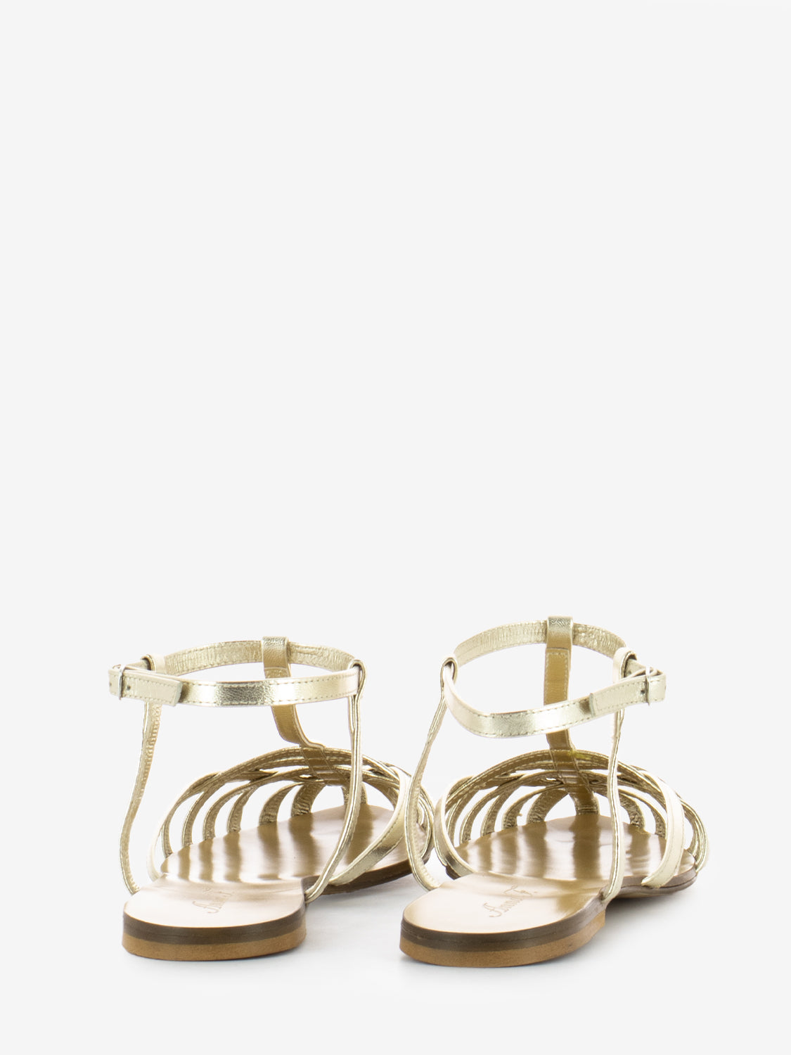 Platinum laminated low cage sandal
