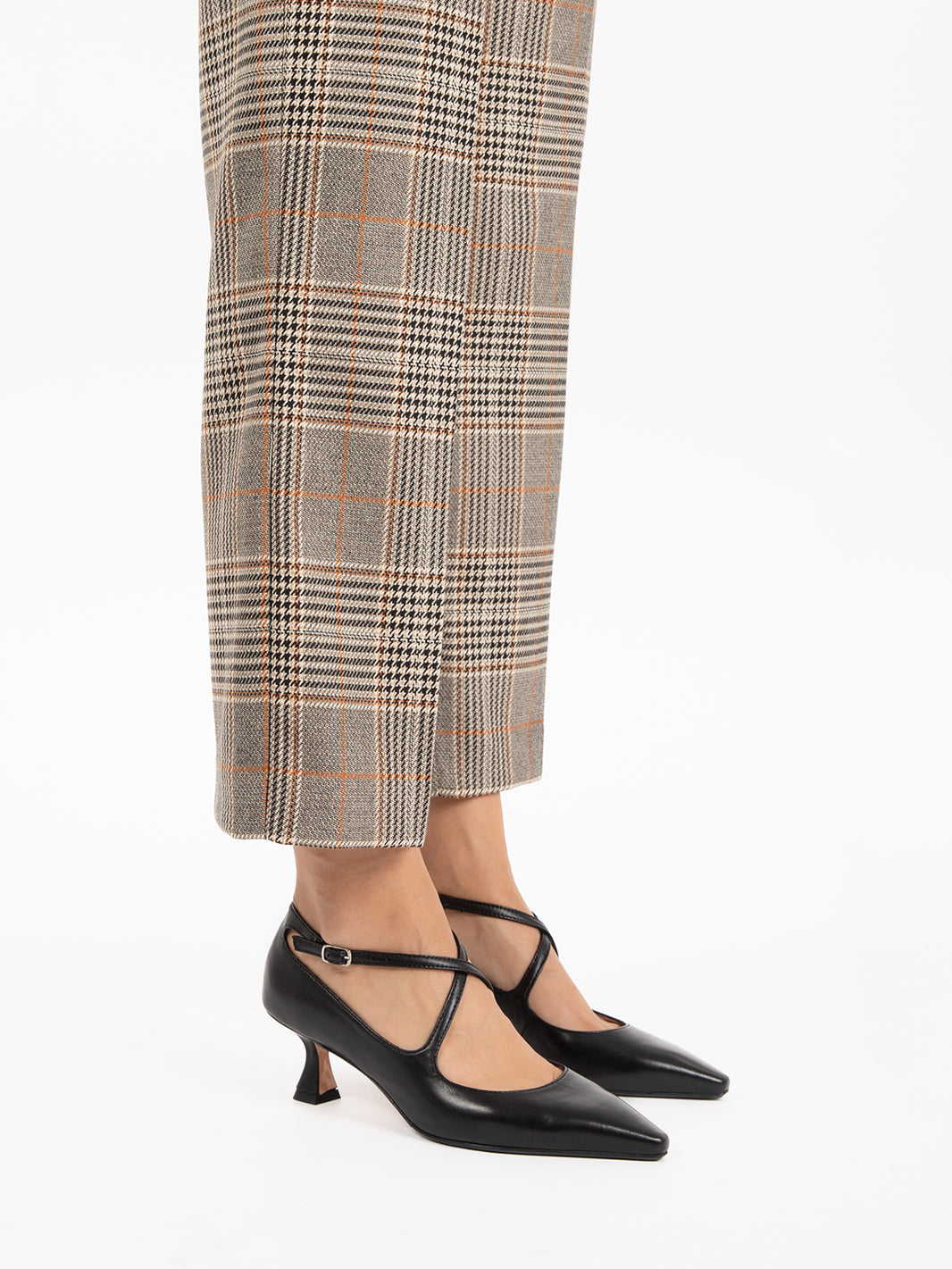 Black Cross Strap Heeled Shoe