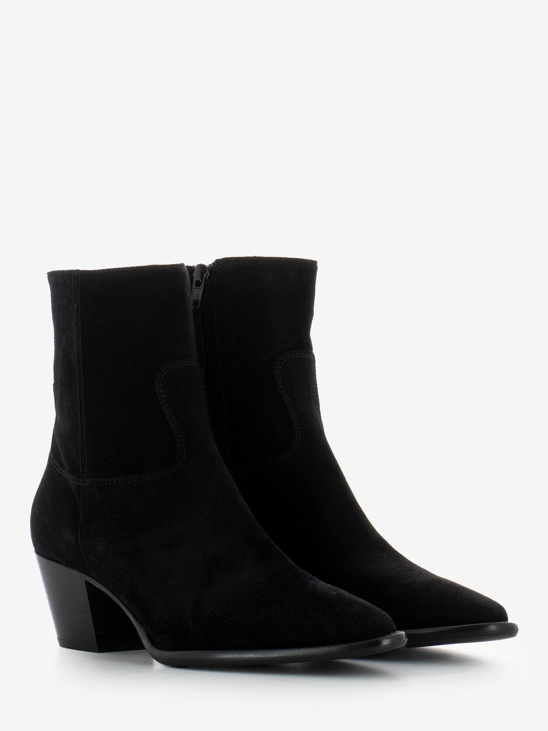Black velour camperos ankle boots