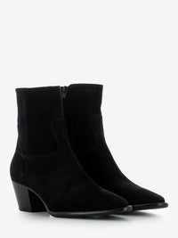 Black velour camperos ankle boots