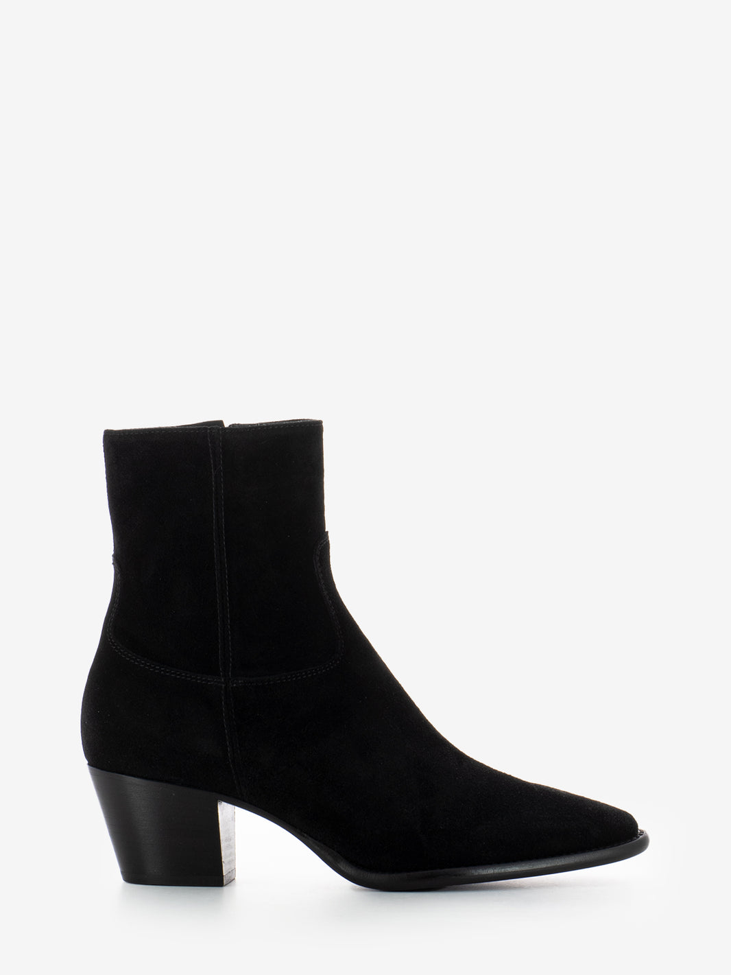 Black velour camperos ankle boots