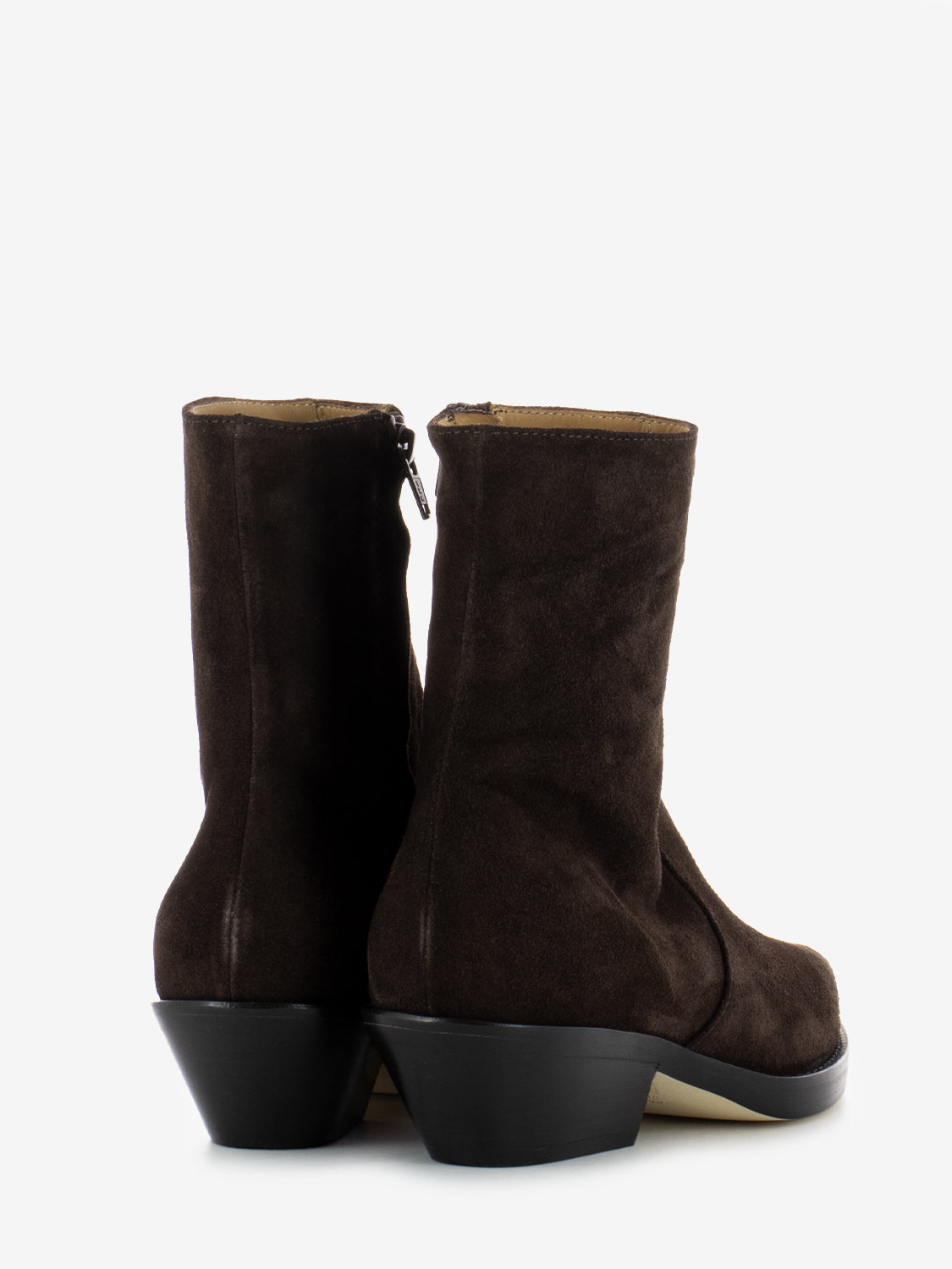 Dark brown suede Texan ankle boots
