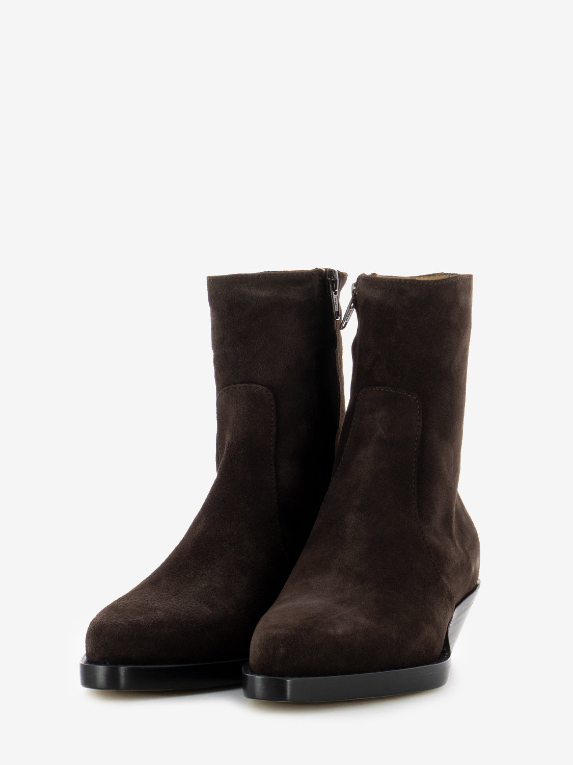 Dark brown suede Texan ankle boots