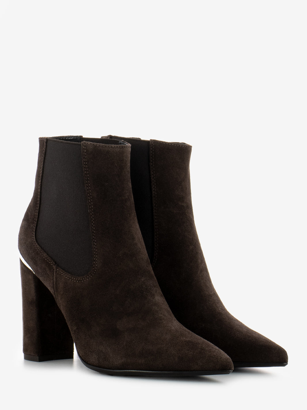 Velour ankle boots in dark brown suede