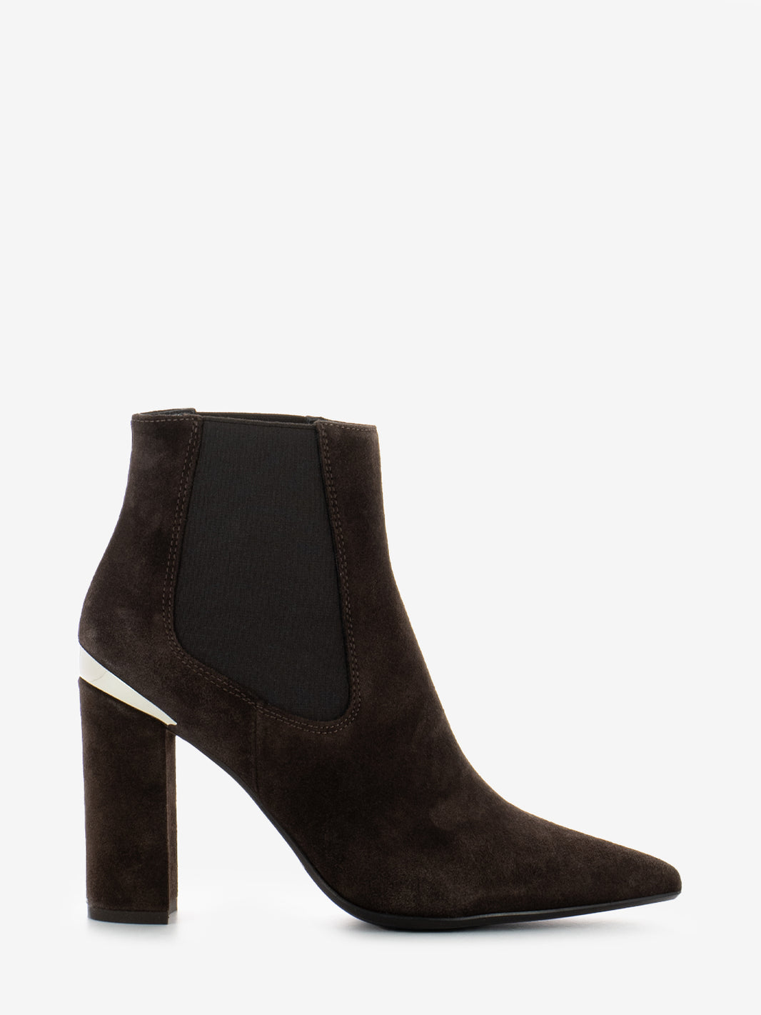 Velour ankle boots in dark brown suede