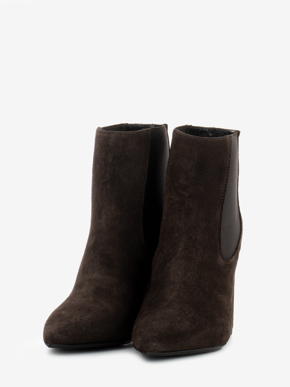 Velour ankle boots in dark brown suede