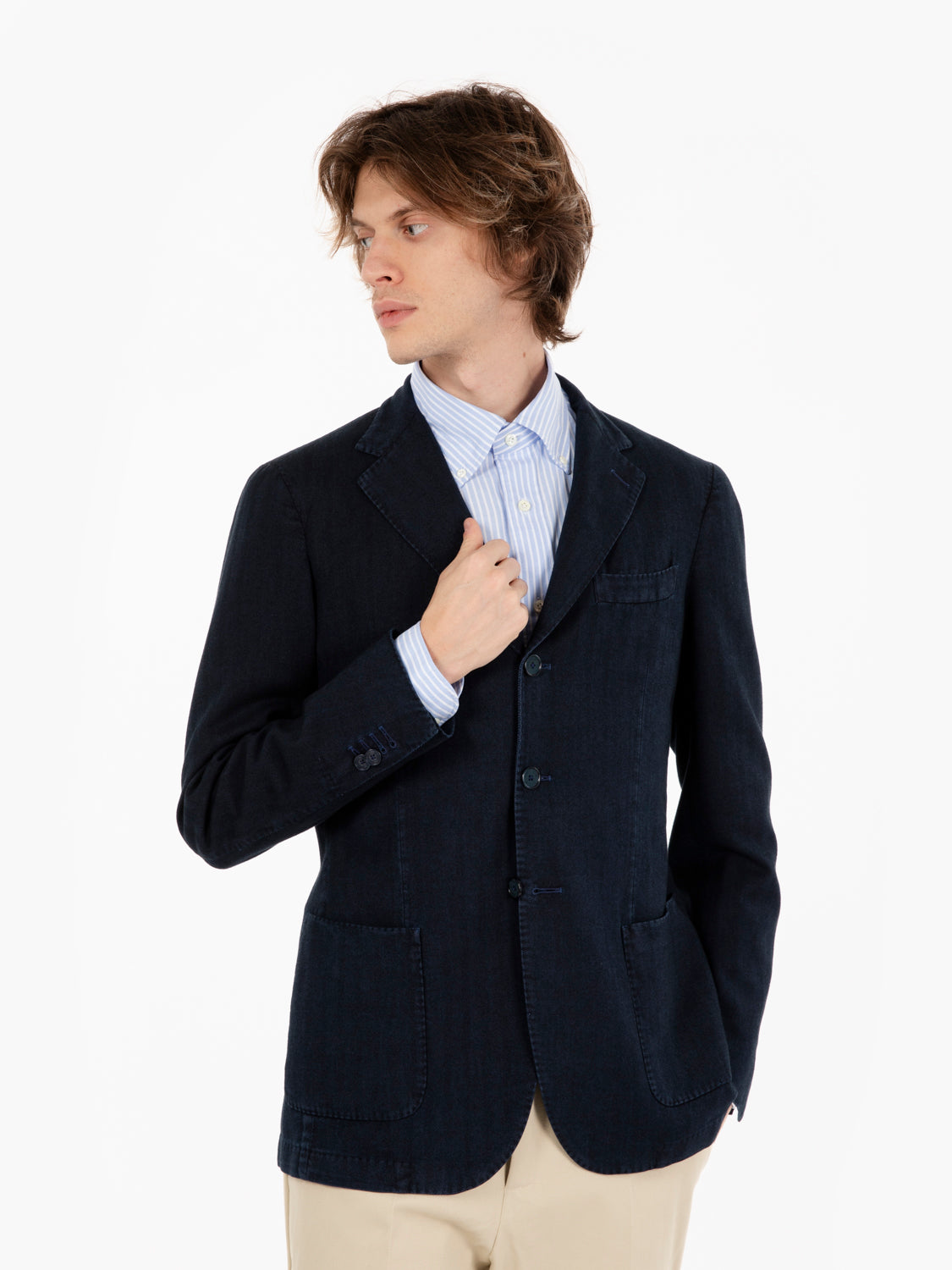Blue herringbone cotton jacket