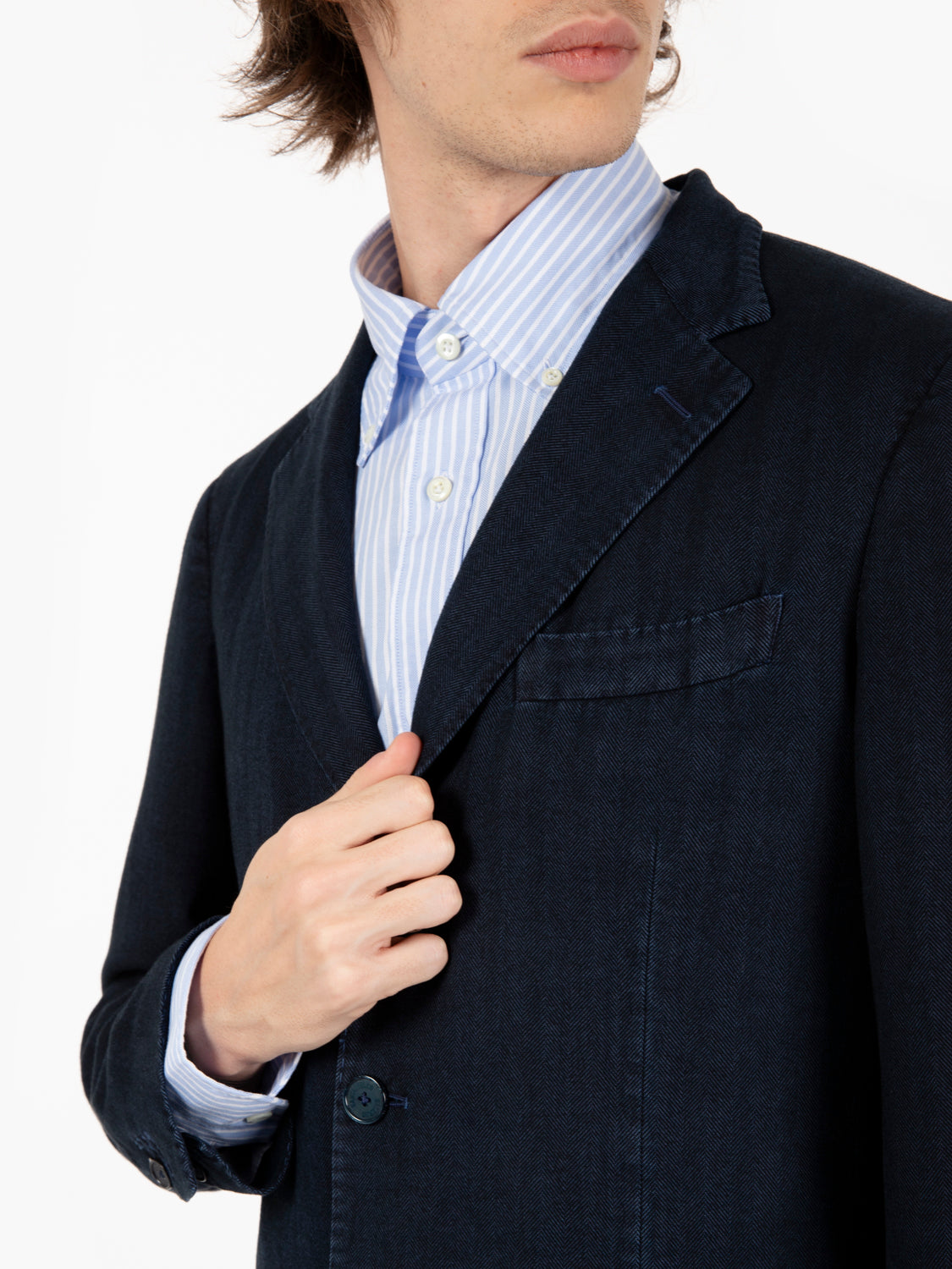 Blue herringbone cotton jacket