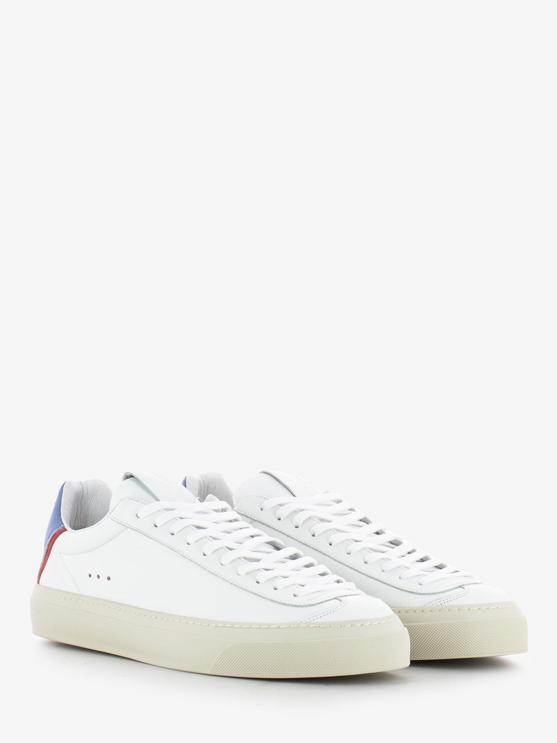 Sneakers in leather avio / red