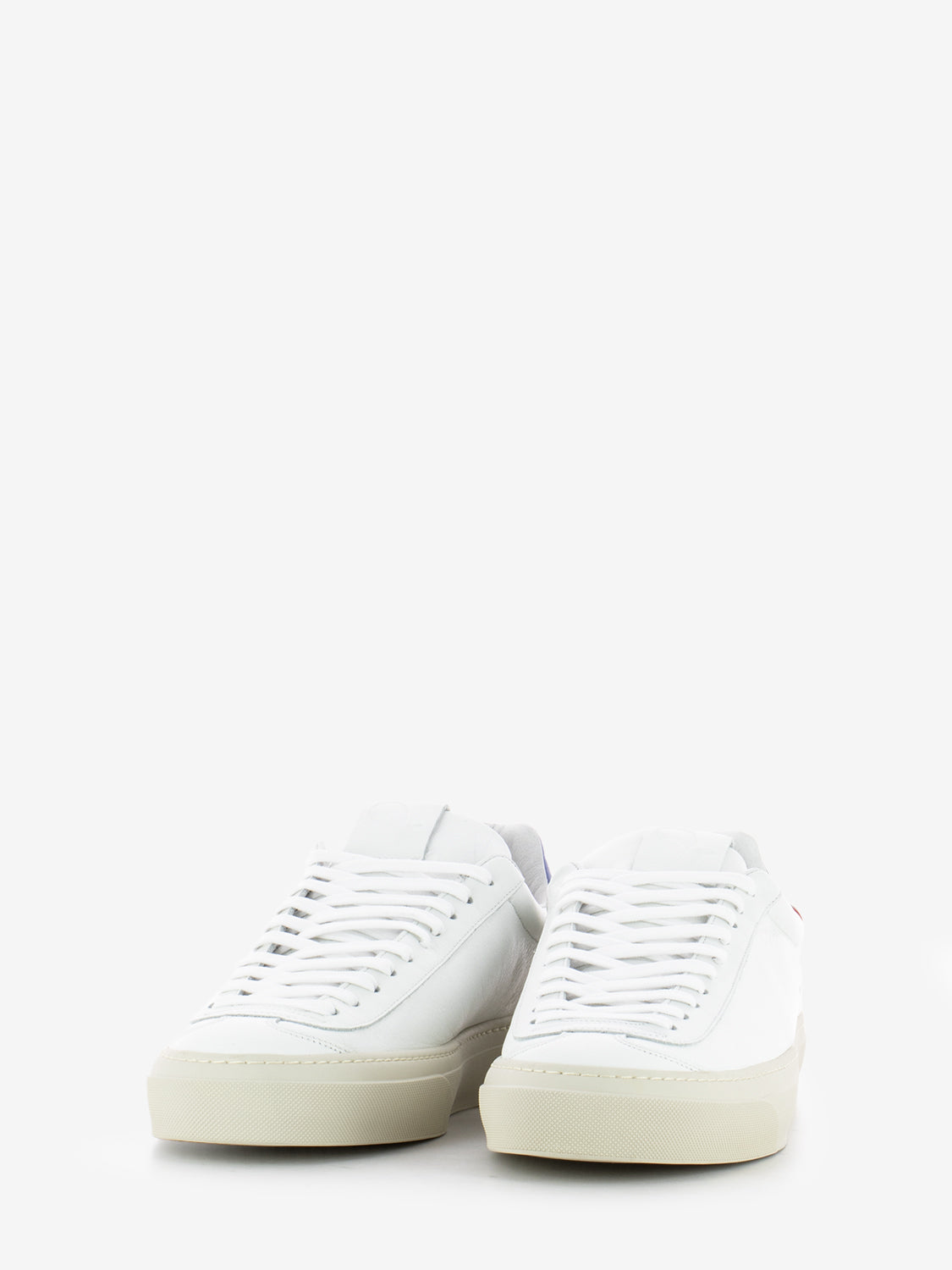 Sneakers in leather avio / red