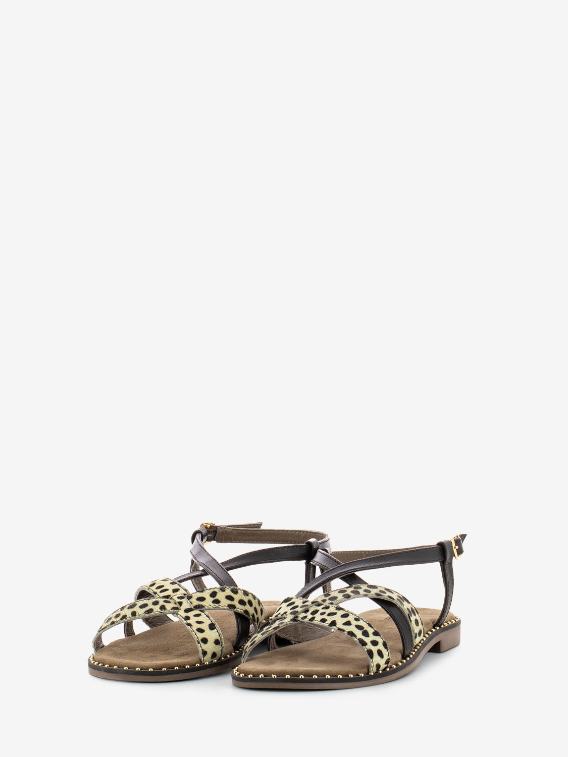 Ponyskin cross-strap sandal