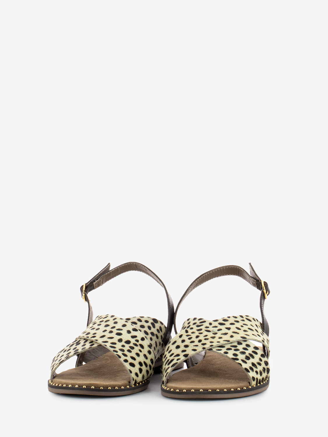 Ponyskin crossed sandal