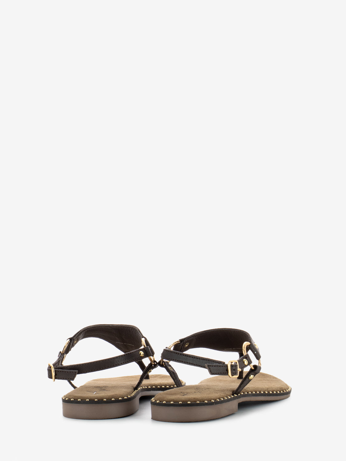 Brown studded flip flop sandal