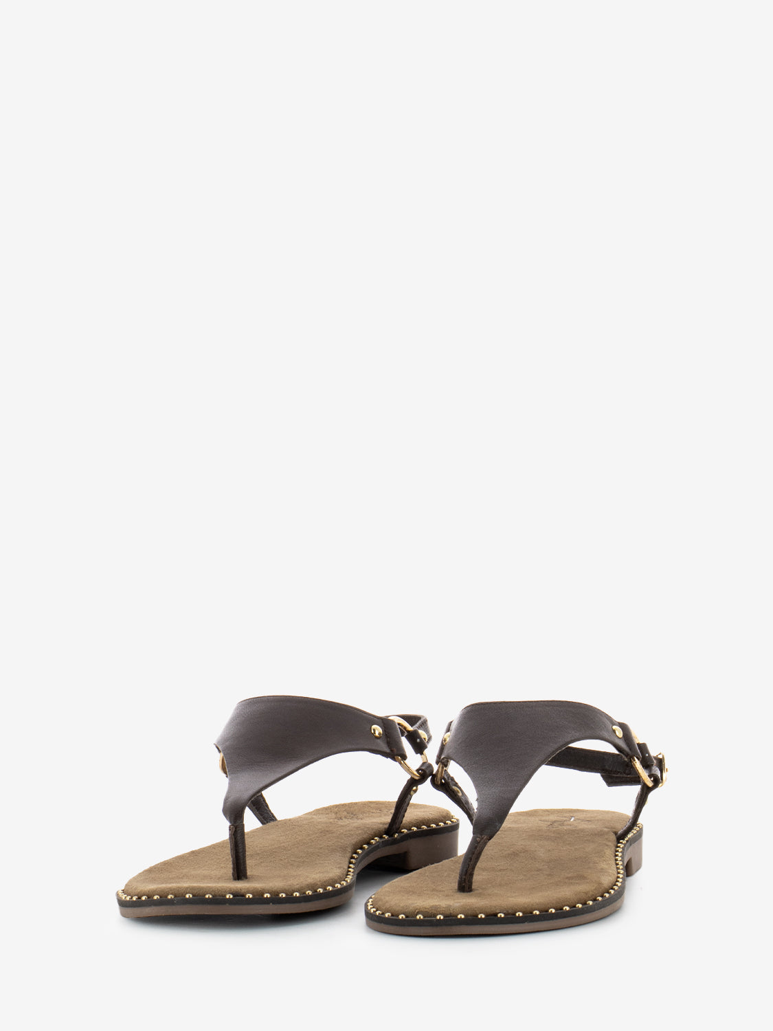 Brown studded flip flop sandal