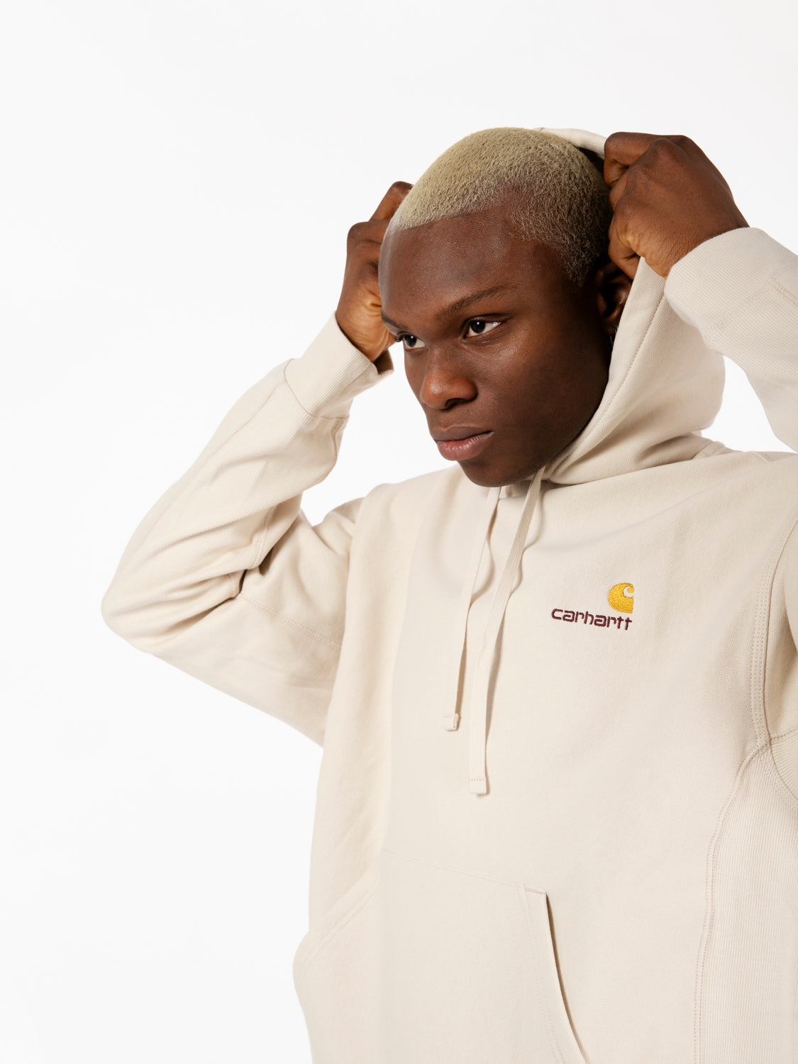 Hooded american script sweat moonbeam