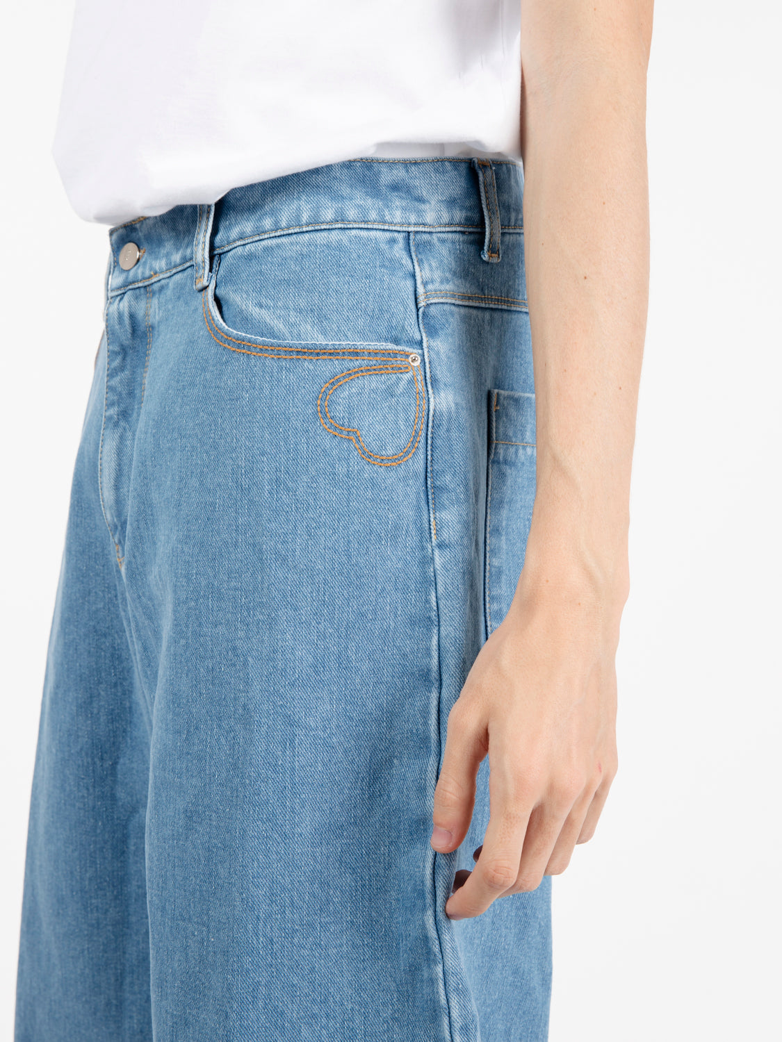 Bermuda Silvain Heart detail denim