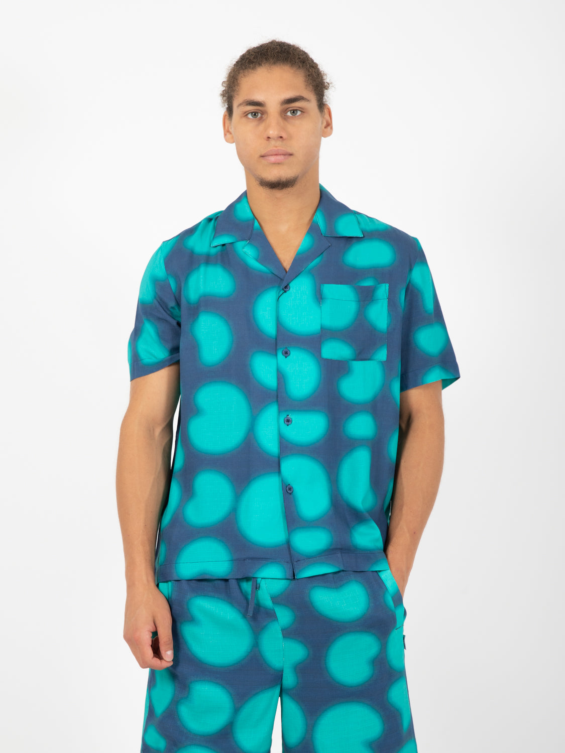 Camicia Scottie print navy blu /verde