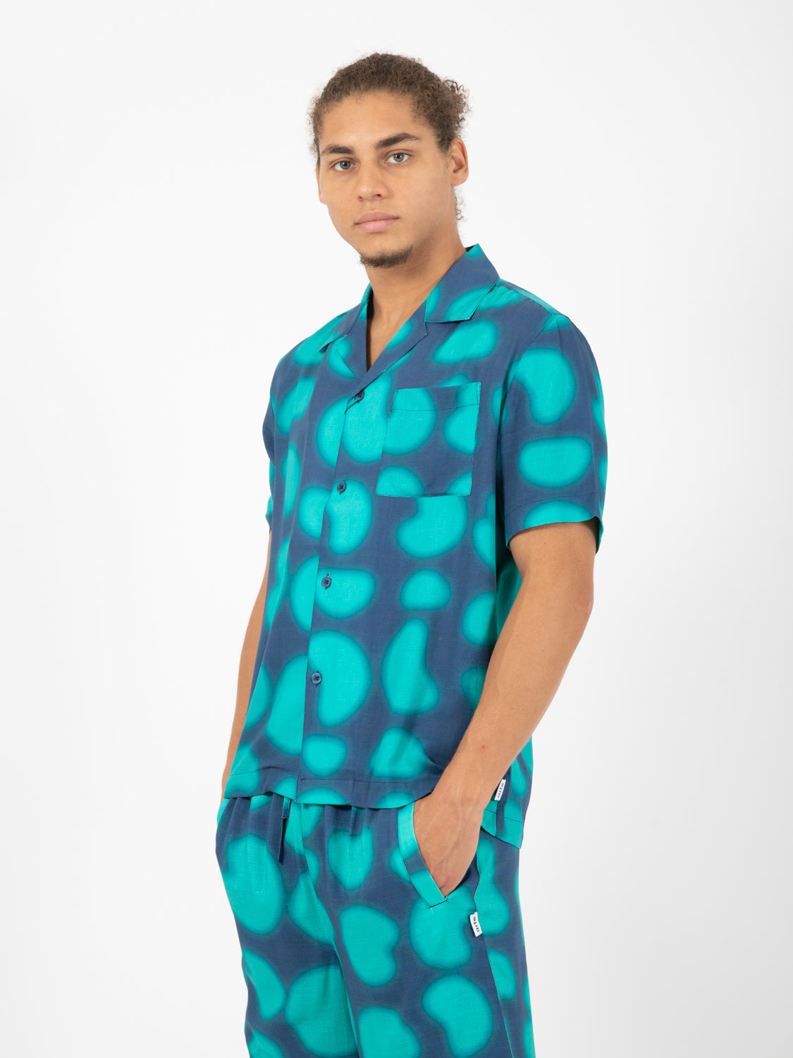 Camicia Scottie print navy blu /verde