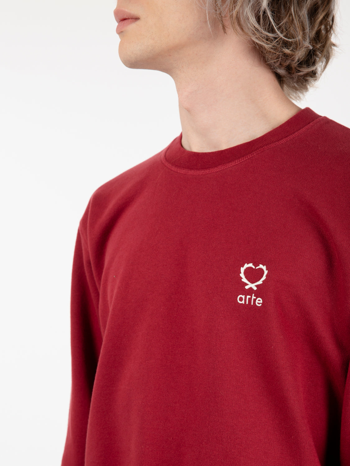 Felpa crewneck Carlos small heart bordeaux