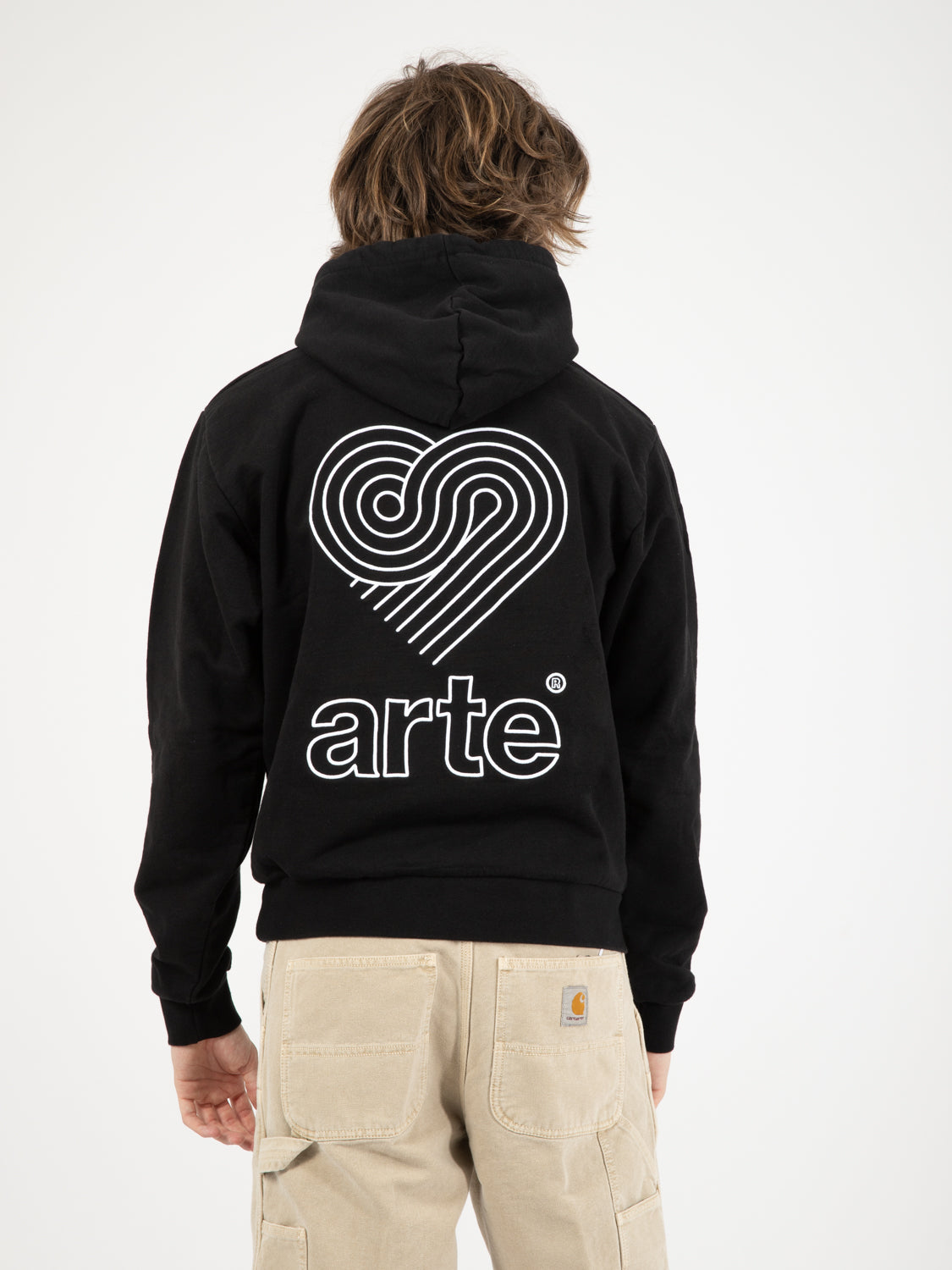 Felpa Hannes back heart hoodie black