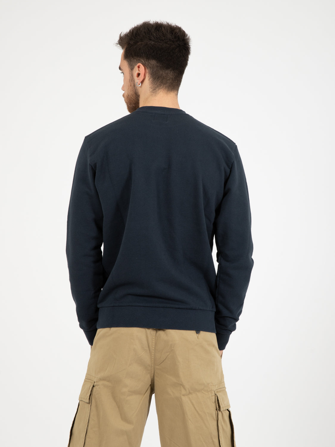 Felpa new chest heart logo crewneck navy