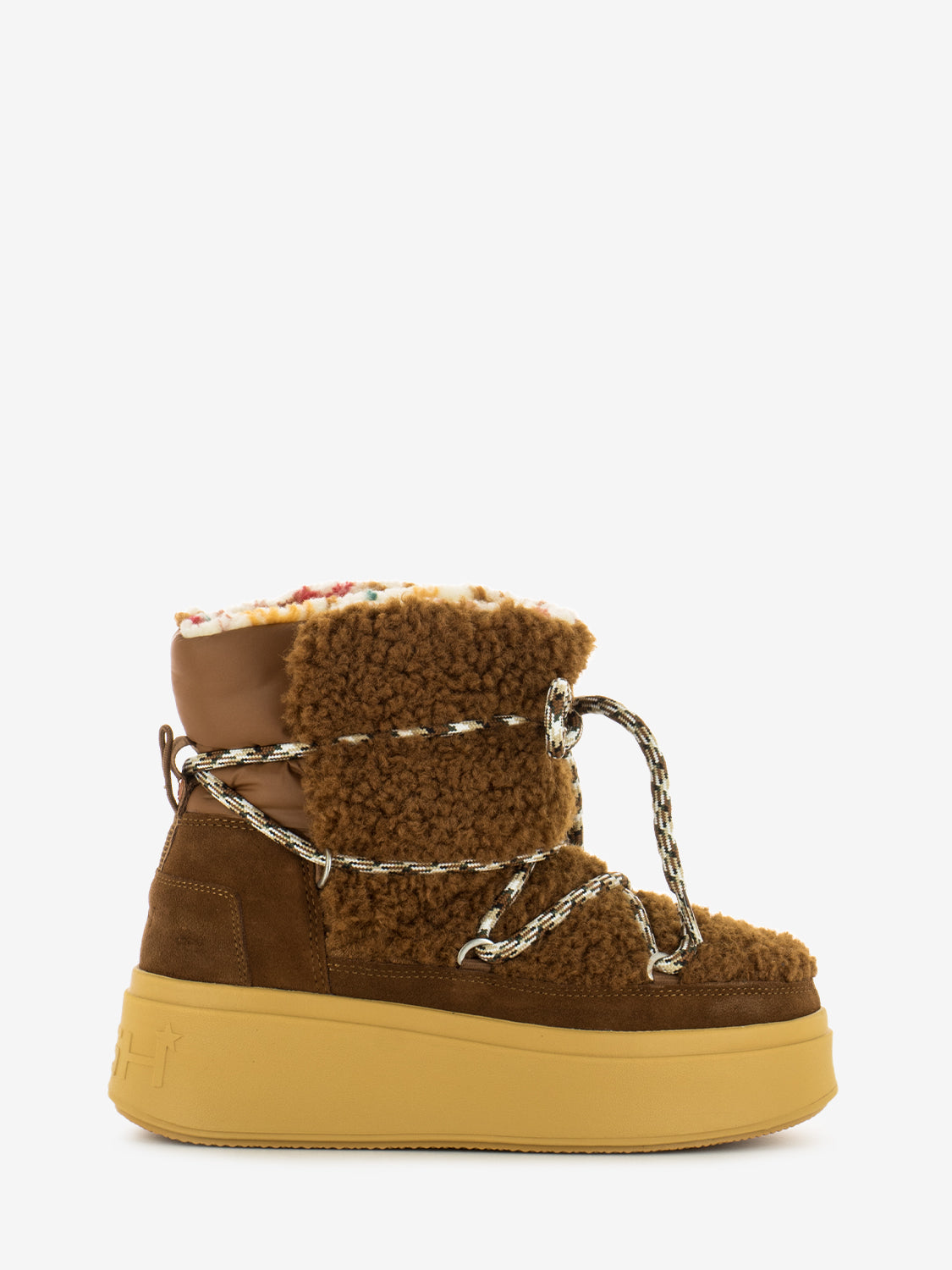 Moboo suede and teddy amber ankle boot