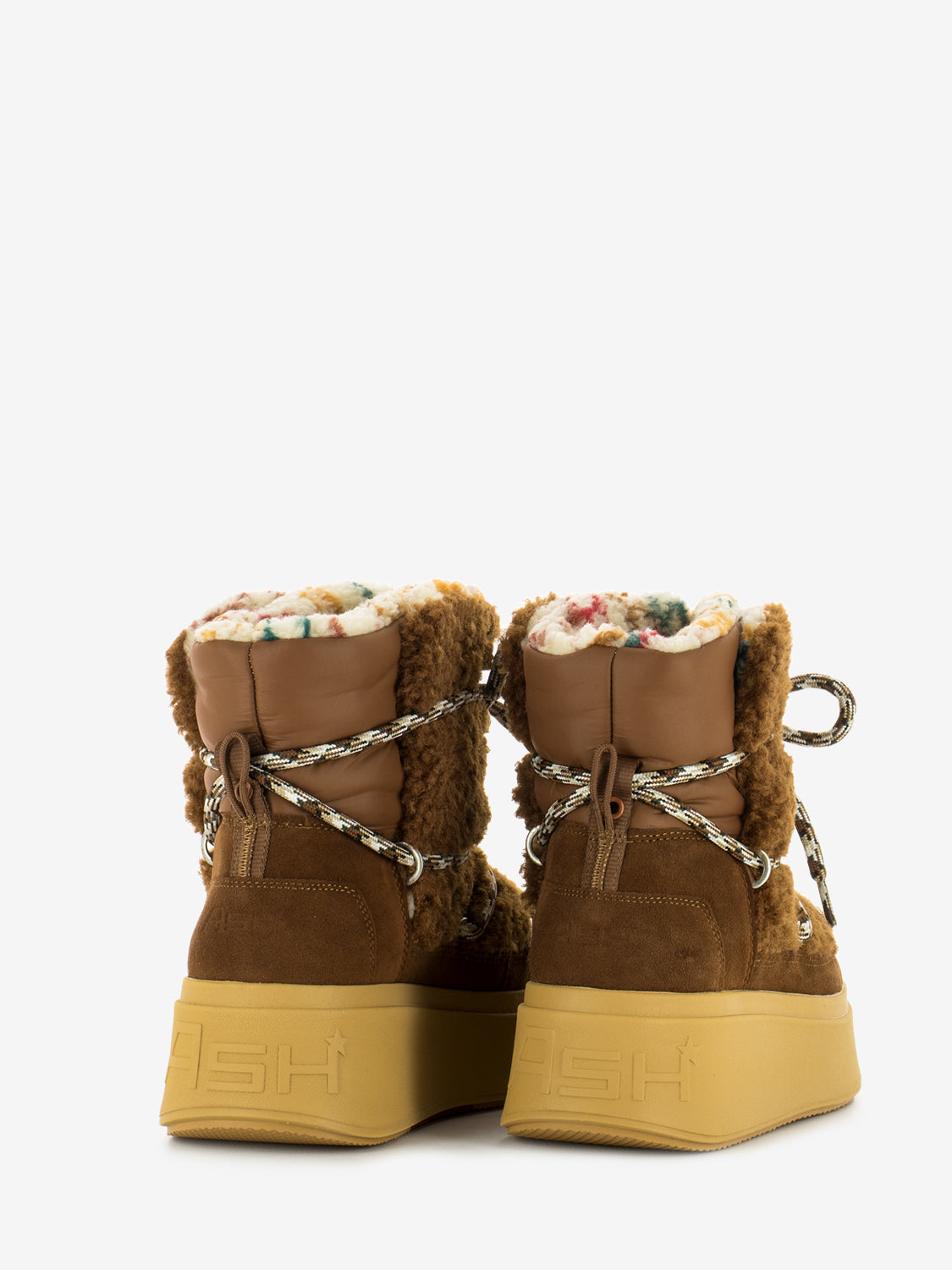 Moboo suede and teddy amber ankle boot