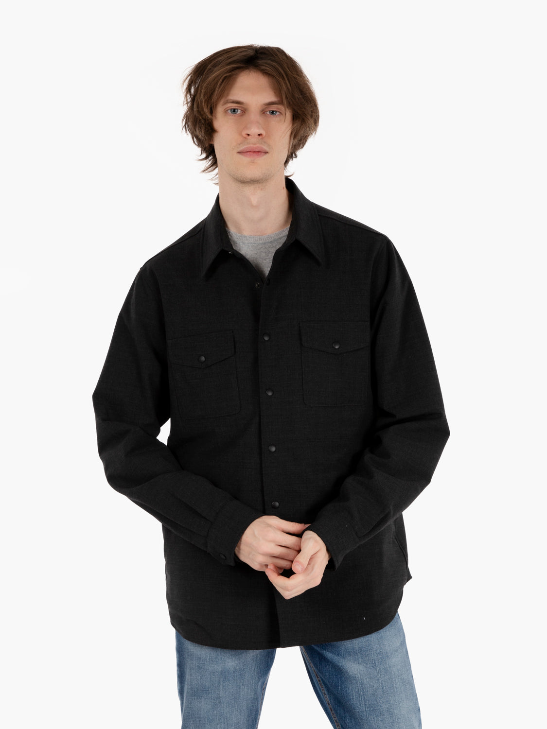 Giacca camicia doppia antracite