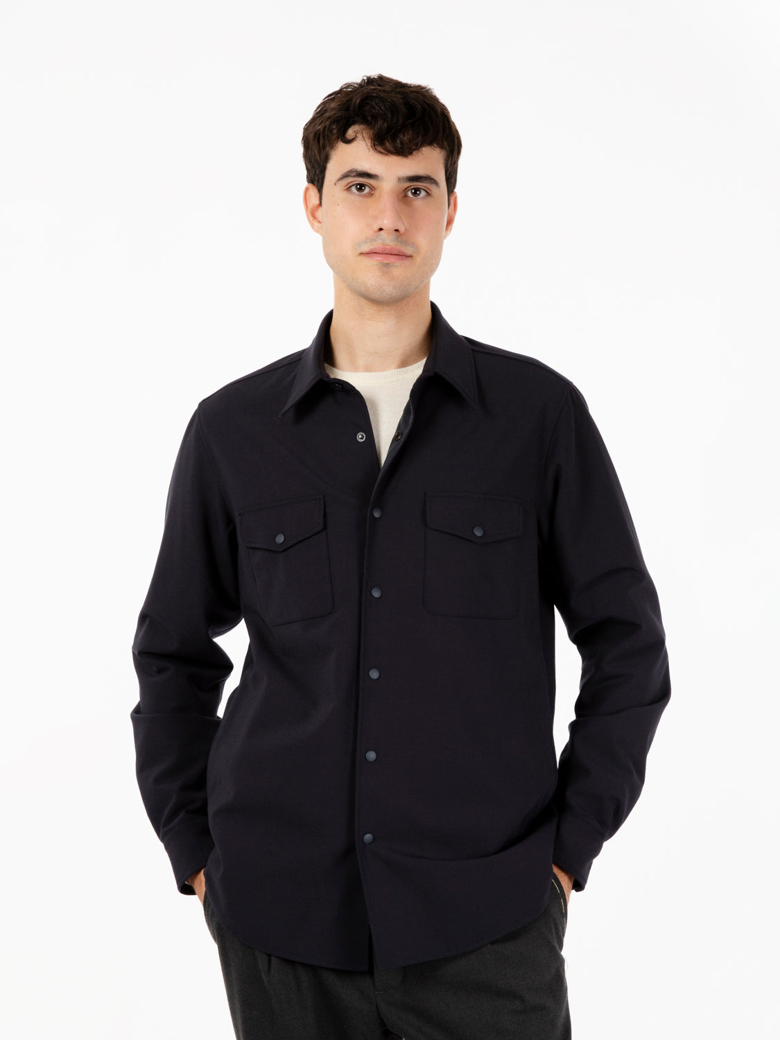 Giacca camicia doppia navy