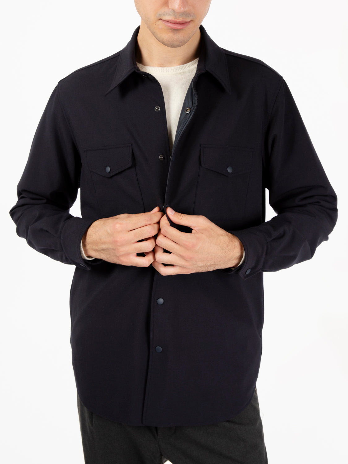 Giacca camicia doppia navy