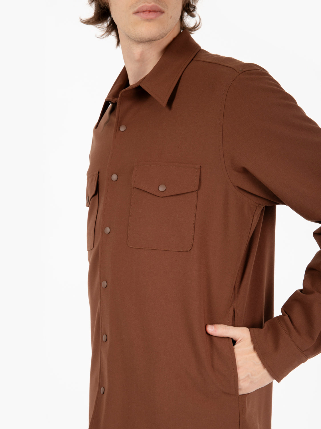 Giacca camicia doppia tabacco