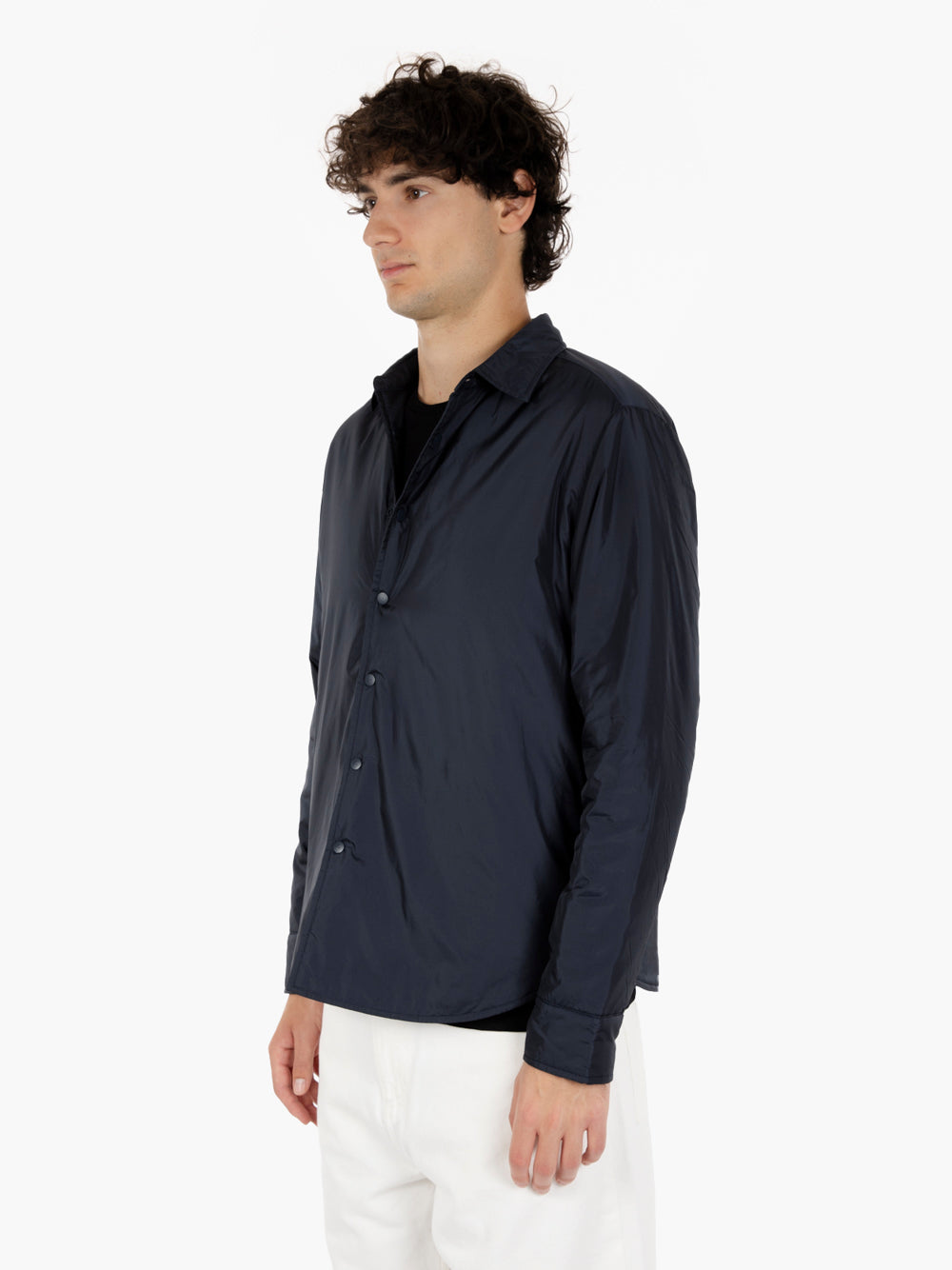 Navy Nylon Shirt Jacket