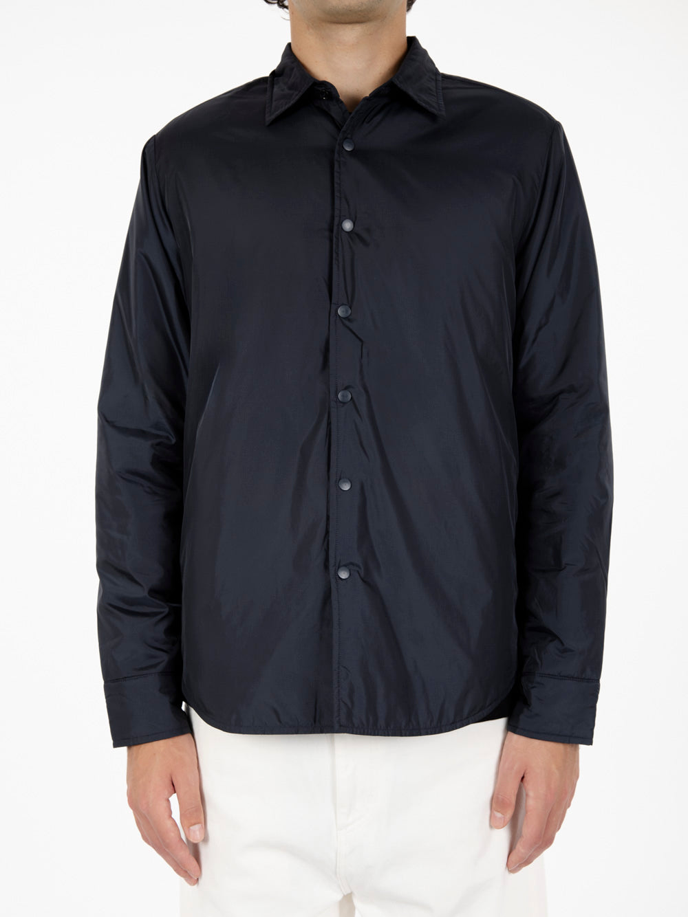 Navy Nylon Shirt Jacket