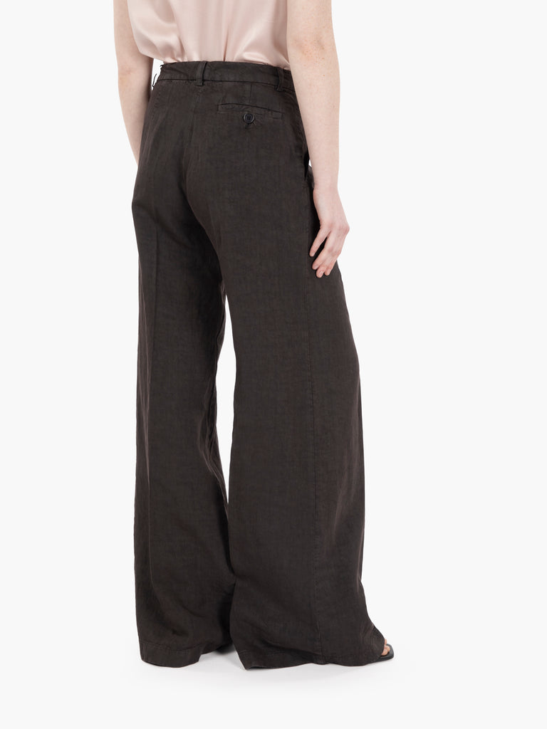 ASPESI - Pantaloni in lino fiammato marrone