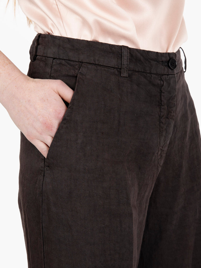 ASPESI - Pantaloni in lino fiammato marrone