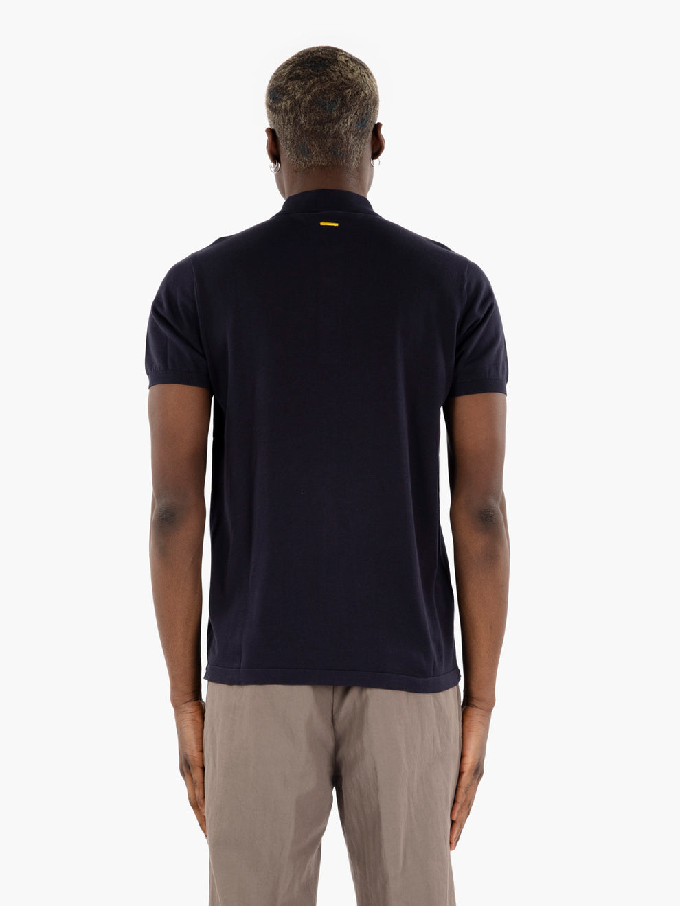 Navy Knit Short Sleeve Polo