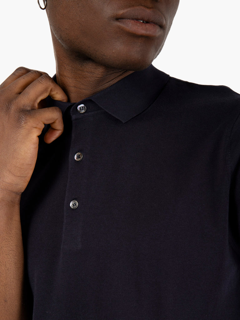 ASPESI - Polo a maniche corte in maglia navy