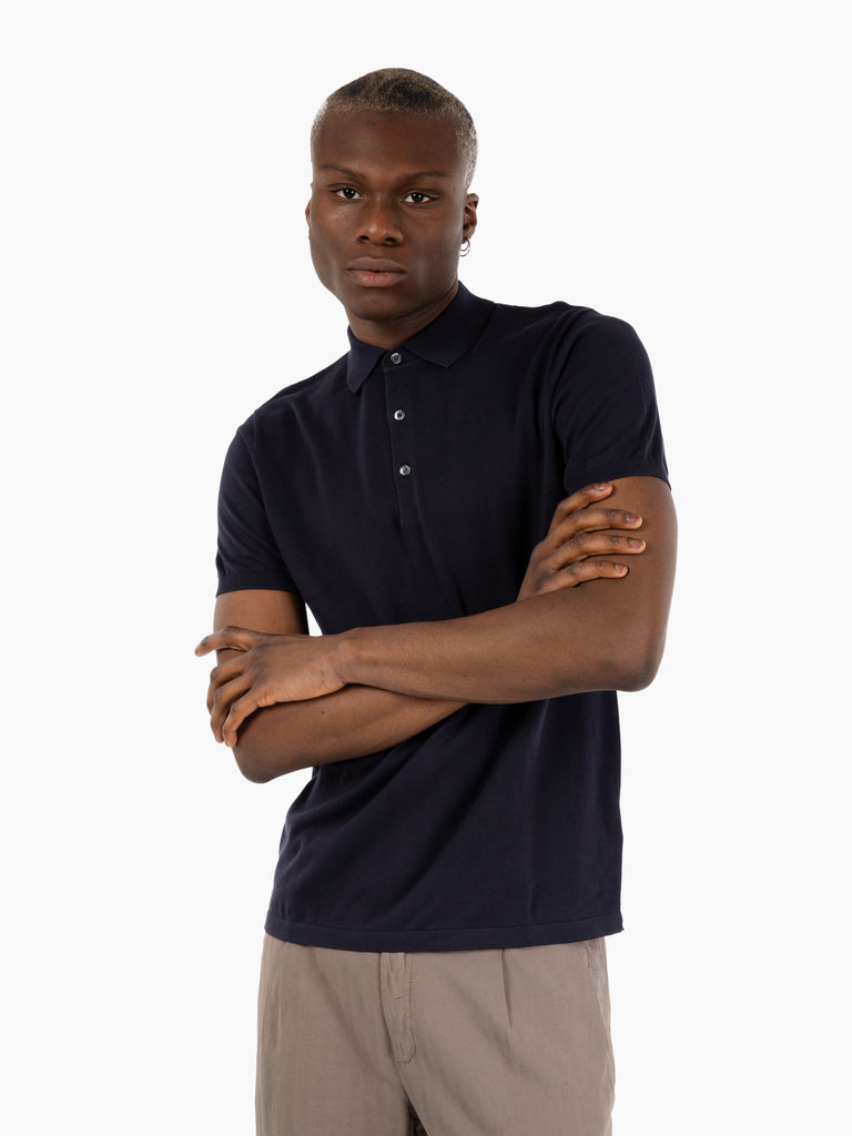 ASPESI - Polo a maniche corte in maglia navy