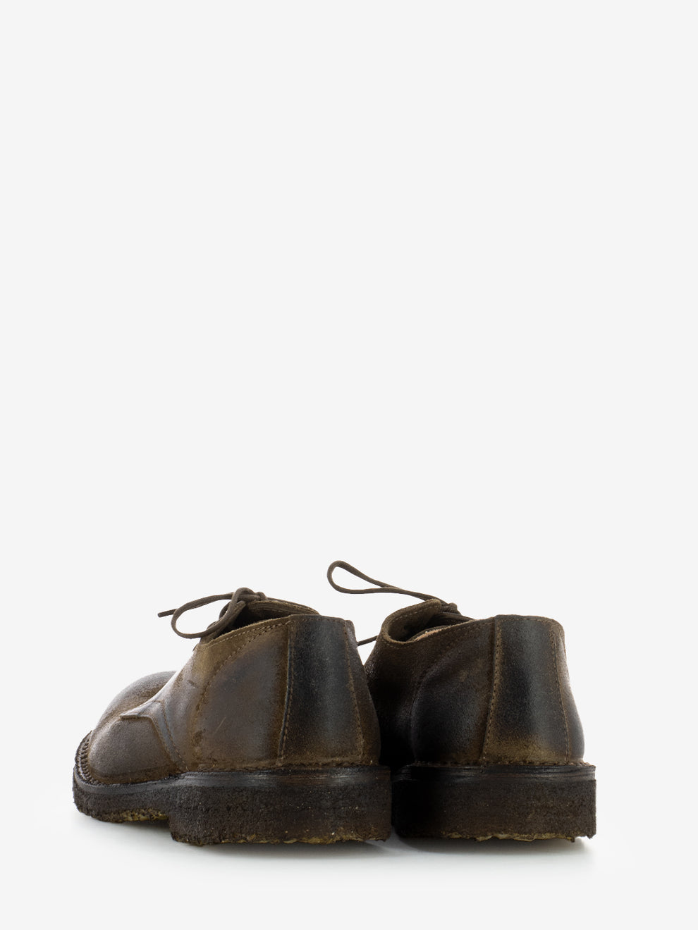 Derby with round toe in dark brown suede